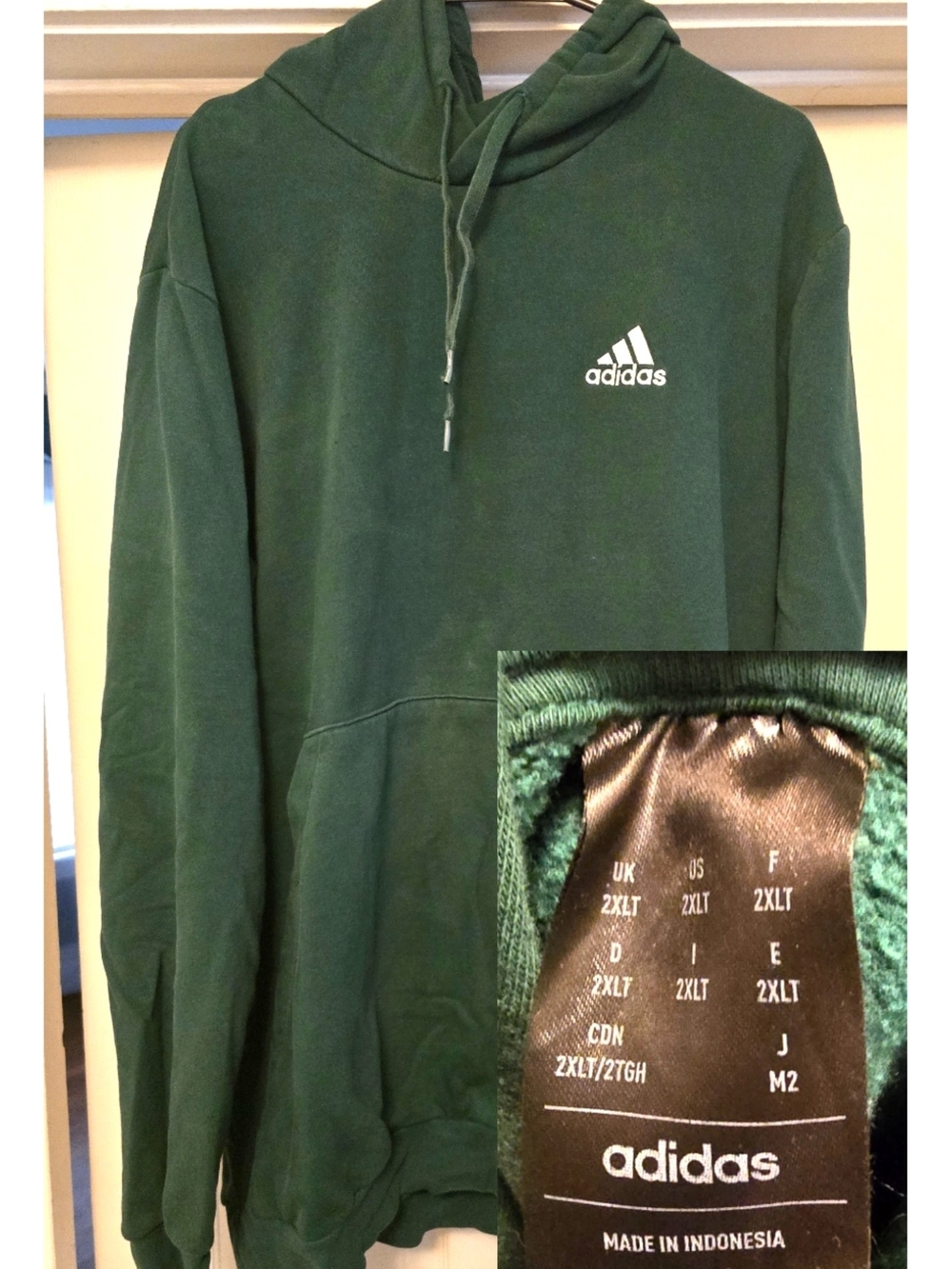 2XT adidas Forest Green Hooded Pullover Sweatshirt